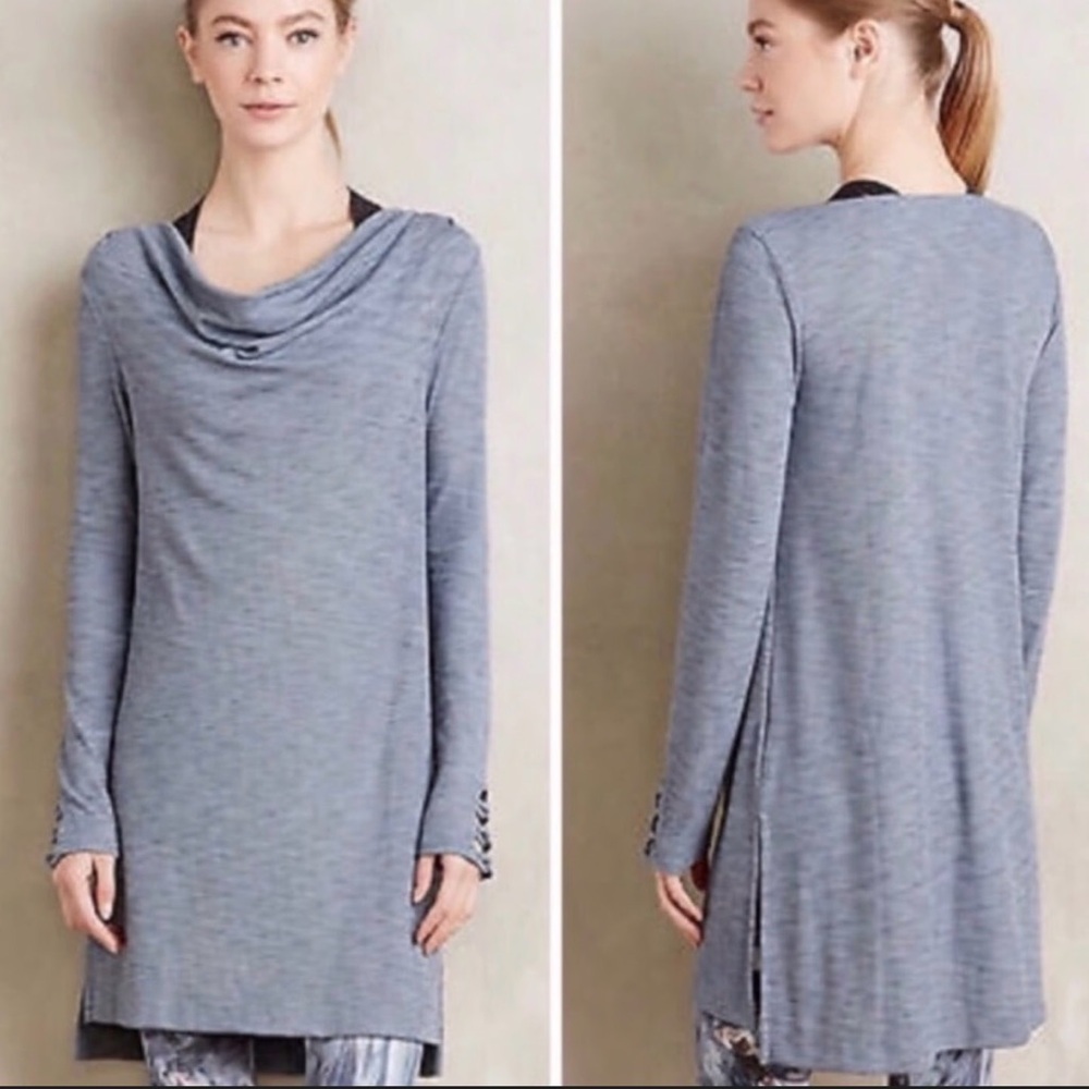 Anthropologie pure+good Heather Gray Off-Shoulder tunic